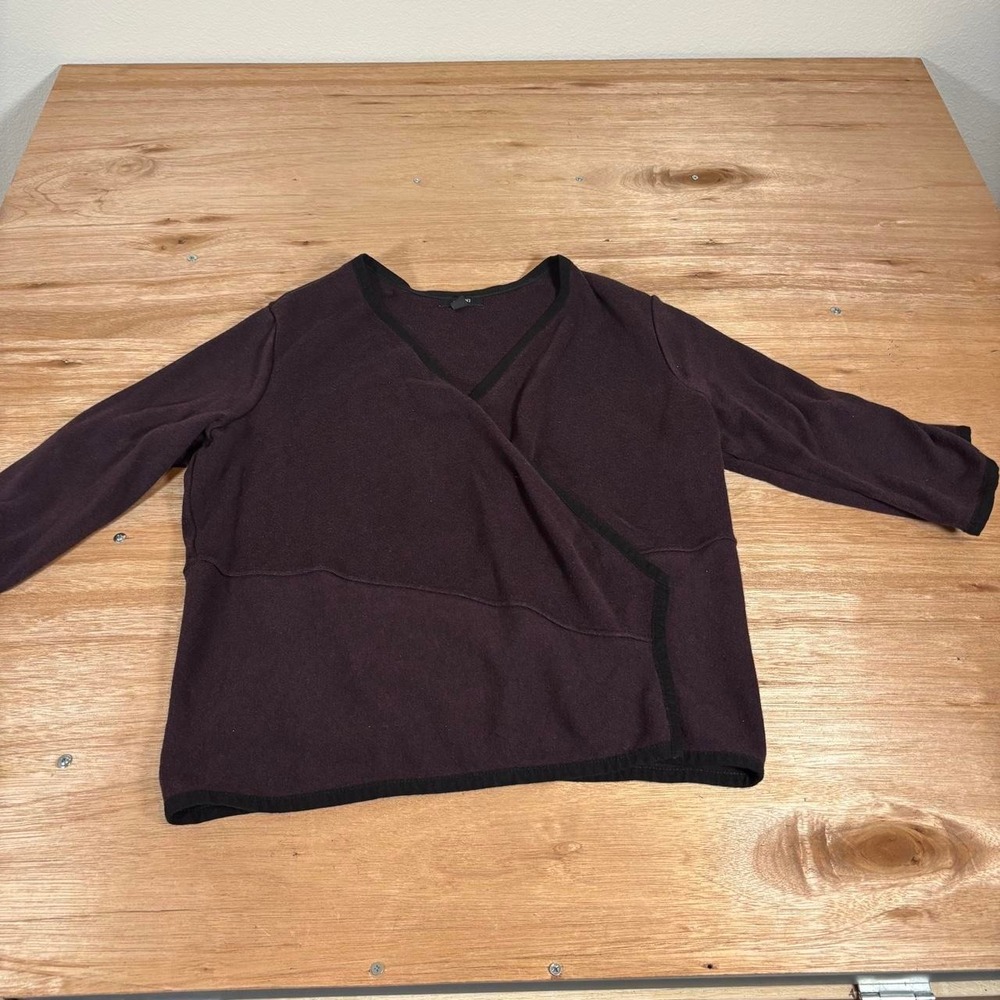 Alfani Womens 1X Plum Purple Faux Wrap Surplice Knit Top Long Sleeve Blouse